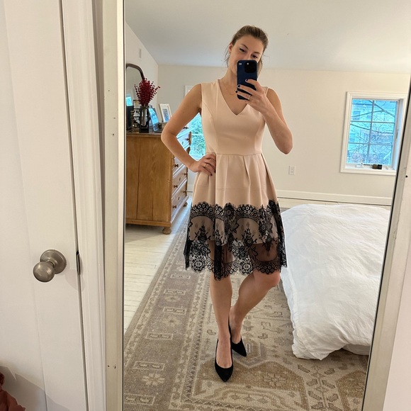 Blush pink and black lace dress - Picture 1 of 6